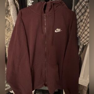 burgundy nike zip up